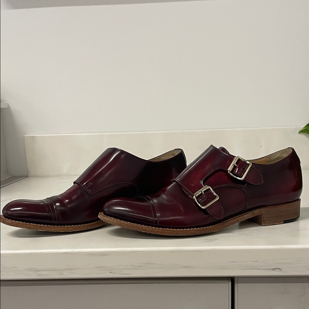 Men's Burgundy Double Monk Strap Oxfords